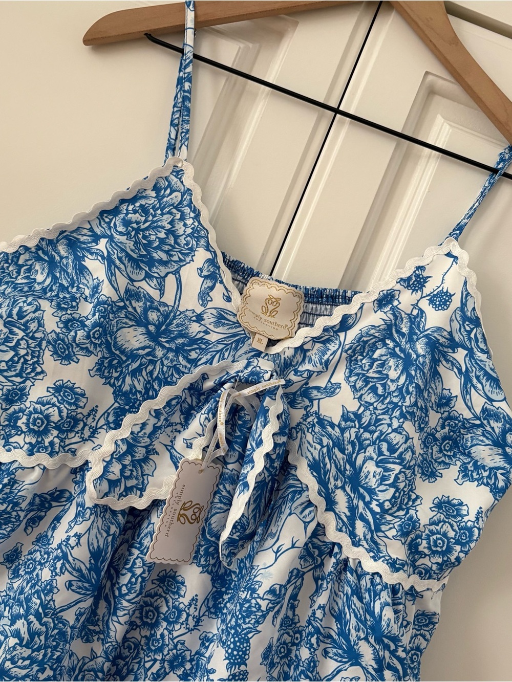 Simply Southern XL NWT Blue Ruffle Floral Dress - Picture 2 of 4